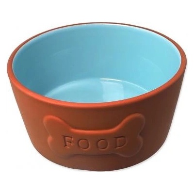 Dog Fantasy Keramická miska Food cihlová/modrá 16,5x8 cm 750 ml
