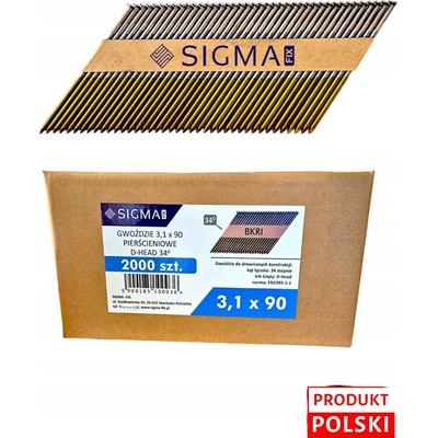 Klincové klince SIGMA-FIX 3,1x90 mm 2000 ks 34°