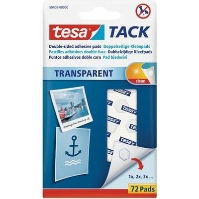 Tesa Tack Samolepiace vankúšiky obojstranné 72 ks priesvitná