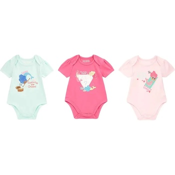 Guess Комплект от три къси цветни бодита с русалки за новородено момиче Guess