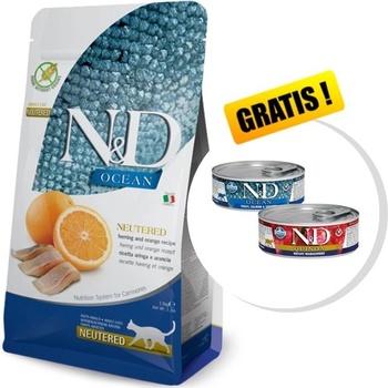 Farmina N&D Cat OCEAN NEUTERED Herring & Orange 1,5 kg