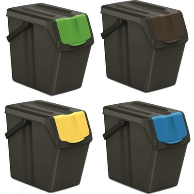 Prosperplast Odpadkové koše na tříděný odpad, 4 ks x 25 l SORTIBOX SLIM - černé
