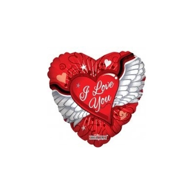 KALEIDOSCOPE Srdce Okřídlené srdce 18 46cm fóliový balónek