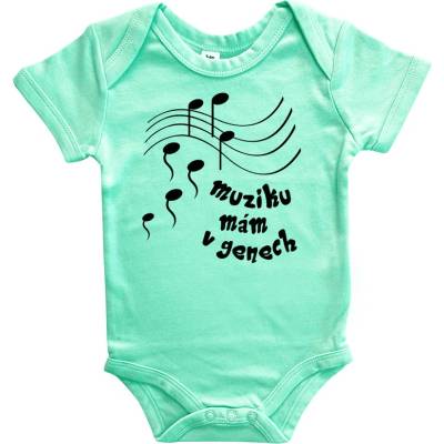 Hobbytriko Body dětské Muziku mám v genech Mátová Krátký rukáv