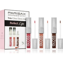 Parisax Perfect Lips Demi-Mat Rouge Obsession lesk na rty 6 g + Demi-Mat Scarlett lesk na rty 6 g + Demi-Mat Velvet lesk na rty 6 g dárková sada