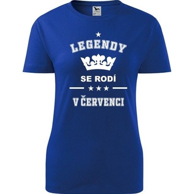 Modré dámské tričko Legendy se rodí v červenci dárek pro ženu