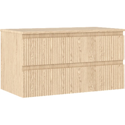 Mexen Rivel баня шкафче под мивка 90 см с плот, 2 чекмеджета, оребрено, дъб - 91A20-09047-2-BFFC81 (91A20-09047-2-BFFC81)