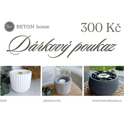 Dárkový poukaz 300 Kč BETON home / vonné vosky, svíčky. aroma difuzéry a dekorace