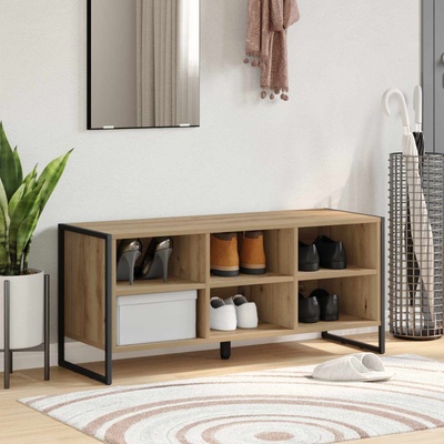 vidaXL Шкаф за обувки 100 x 35 x 44 см Инженерна дървесина Дъб Артизан (886455)