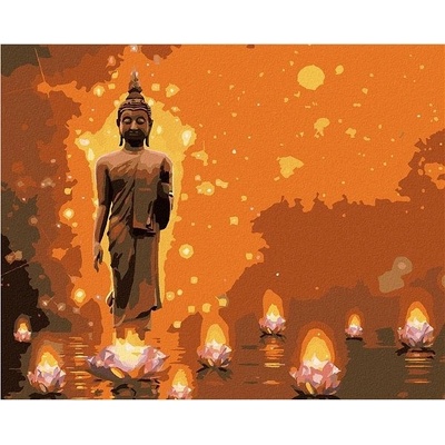 zuty Malování Podle Čísel Buddha S Lotusy 40 x 50 Cm Plátno Rám