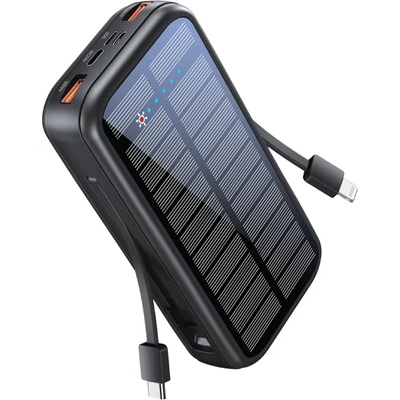 Promate Портативна батерия ProMate - Ecolight Solar, 20000 mAh, черна (6959144060392)