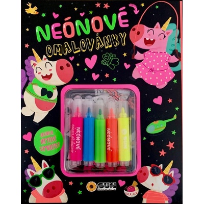 Neonové omalovánky se třpytivými samolepkami a fixami