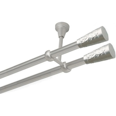 OK-GarnýžeCZ Garnýž kovová dvouřadá 19mm Sevilla double satina 410 cm do stěny / na tunýlek - bez kroužků