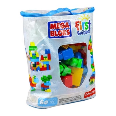 Mattel Mega Bloks: Класически комплект цветни блокчета в чанта - 60 части