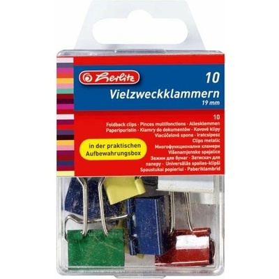 Klipy na dokumenty Herlitz 19mm farebné 10ks