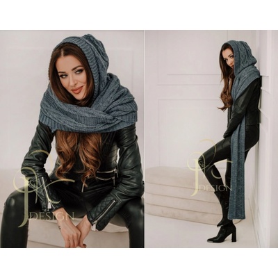 Fashionweek pletená exkluzivní čepice ala kapuce se šálou 2v1 Cleo Jeans