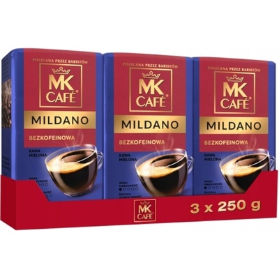 MK Cafe Mletá káva Mildano bez kofeinu 3 x 250 g