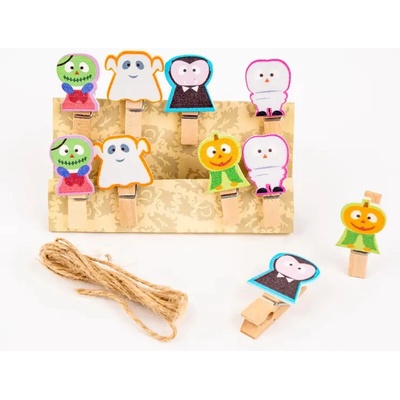 Dřevěné kolíčky Halloween Shapes Strašidla 10ks