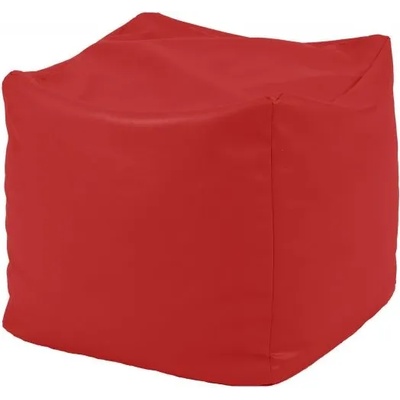 Pufrelax Пуф 130л. , Табуретка Куб XL, Teteron red, Перящ се калъф, за открито, Пълнеж от Полистиролни перли