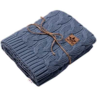 Baby Nellys Bambusová dětská pletená deka vzor pletený cop jeans