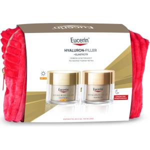 Eucerin Hyaluron-Filler + Elasticity Комплект - Дневен и Нощен крем, 2 х 50 ml + Несесер