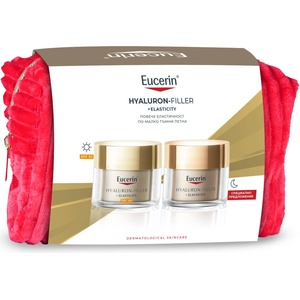 Eucerin Hyaluron-Filler + Elasticity Комплект - Дневен и Нощен крем, 2 х 50 ml + Несесер