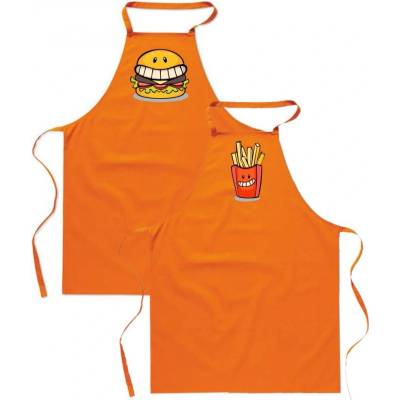 Povidlo.cz Zástěry pro páry Fast Food Oranžová
