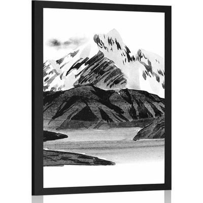 Plakát krásná horská krajina v černobílém provedení - 20x30 black