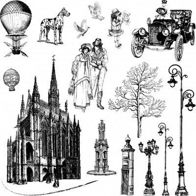 Creatoys Silikonová razítka 30x30cm Historické město chrám