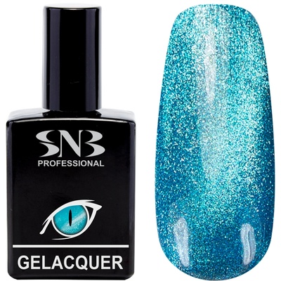 SNB Гел лак snb Ефект котешко око зелено-син 15 мл, зелено син, gle14 (gle14)