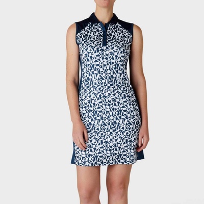 Callaway Two-Tone Geo Sleeveless Womens Polo Dress Peacoat