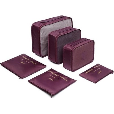 Kono súprava 6 ks cestovných organizérov boxov do kufra, burgundy E2015 BY