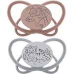 NIP Силиконови залъгалки NIP My Butterfly Green - Маймуна и тигър, 5-18 м, 2 броя, кафява (64000821316195) - baby