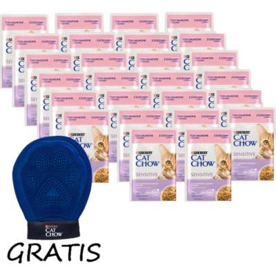 CAT CHOW Sensitive krmivo s lososem a cuketou v omáčce 26x85 g