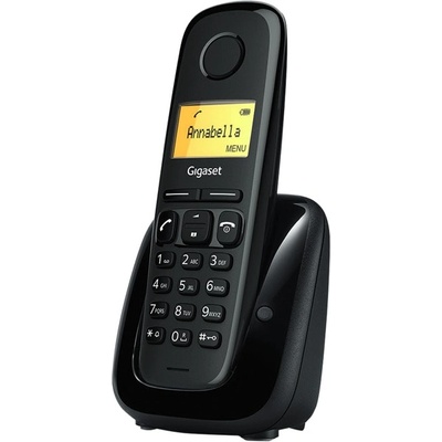 Gigaset Безжичен DECT телефон Gigaset A180, 1.5" (3.81cm) буквено-цифрен дисплей, адресна памет за 50 номера, еко режим, черен (1015162)