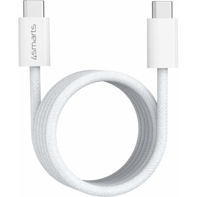 4smarts Здрав кабел с вграден магнитен органайзер за устройства с USB-C порт (150 см) - 4smarts USB-C to USB-C RollUp Magnetic Cable 100W (бял) (541012)