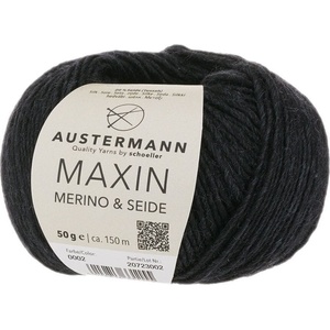 Austermann Maxin Merino & Seide 90320-02 Black Плетива прежда (90320-02)