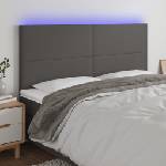 vidaXL LED горна табла за легло, сива, 180x5x118/128см, изкуствена кожа (3122250)