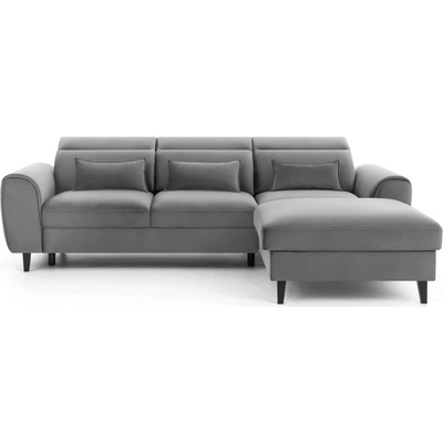 Eltap Сив кадифен разтегателен ъглов диван с място за съхранение (десен ъгъл) Foble - ELTAP (CO-FOB-RT-04NU)