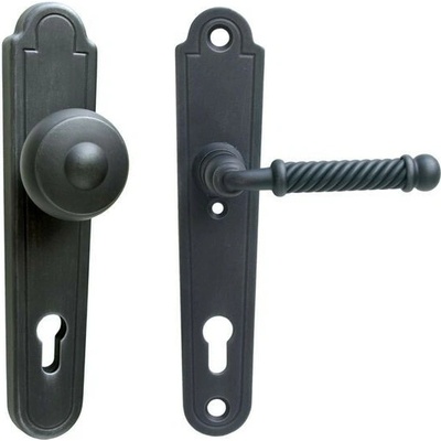 Galbusera 4352 PZ 92 mm černo-stříbrný pozink, koule vyosená klika levá