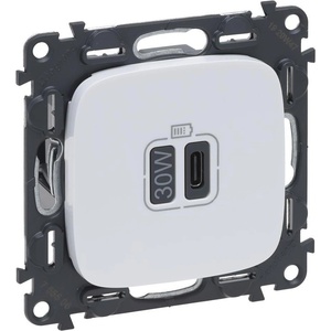 Legrand Розетка USB за зареждане тип C Power Delivery 30W цвят Бял Valena Allure (комплект с механизъм) - 755506 (755506)