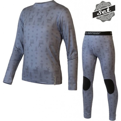 Sensor Flow Set dětské triko dl.rukáv + spodky šedá/sobi