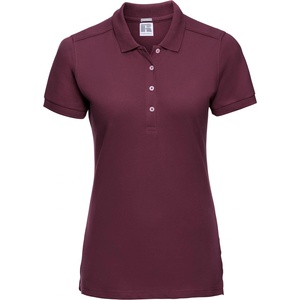 Russell Athletic 566f / Дамска еластична поло тениска с къс ръкав - бордо s (10566f37001)