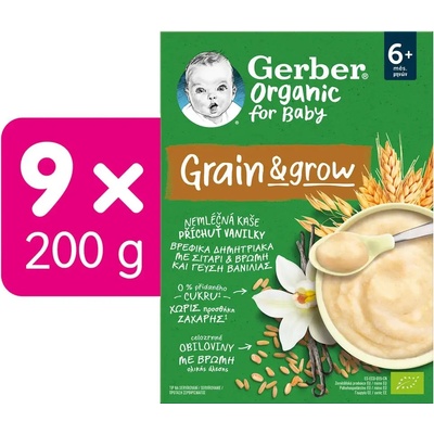 Gerber Organic Nemléčná kaše s příchutí vanilky 9 x 200 g