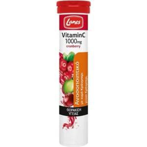 Lanes Ефервесцентни таблетки Витамин Ц 1000 мг *20, Lanes Vitamin C 1000mg Cranberry 20 eff tabs