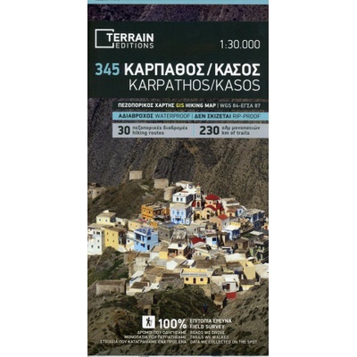 TERRAIN 345 Karpathos Kasos 1:30 000 turistická mapa