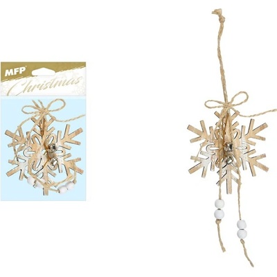 UNIPAP vločka dřevo závěs 8cm 8886146 183044