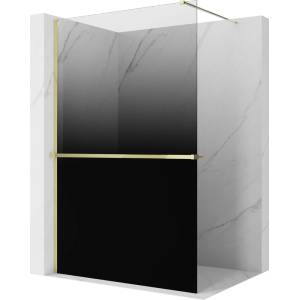 Mexen Kioto+ душ стена с рафт Walk-in 80 x 200 cm, омбре черна 8 mm, златна - 800-080-121-50-76 (800-080-121-50-76)