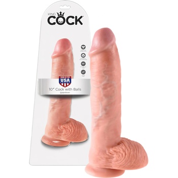 King Cock 10 тестикуларен голям реалистичен дилдо (25 см) - натурален