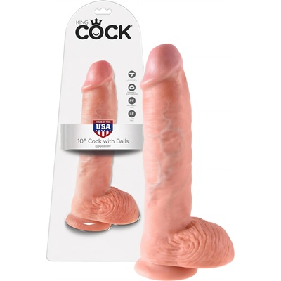 King Cock 10 тестикуларен голям реалистичен дилдо (25 см) - натурален